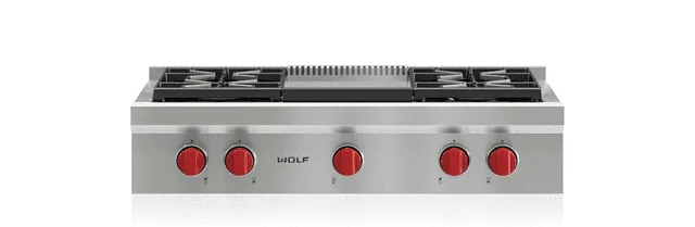 Wolf SRT364GLP 36 Sealed Burner Rangetop - 4 Burners And Infrared Griddle