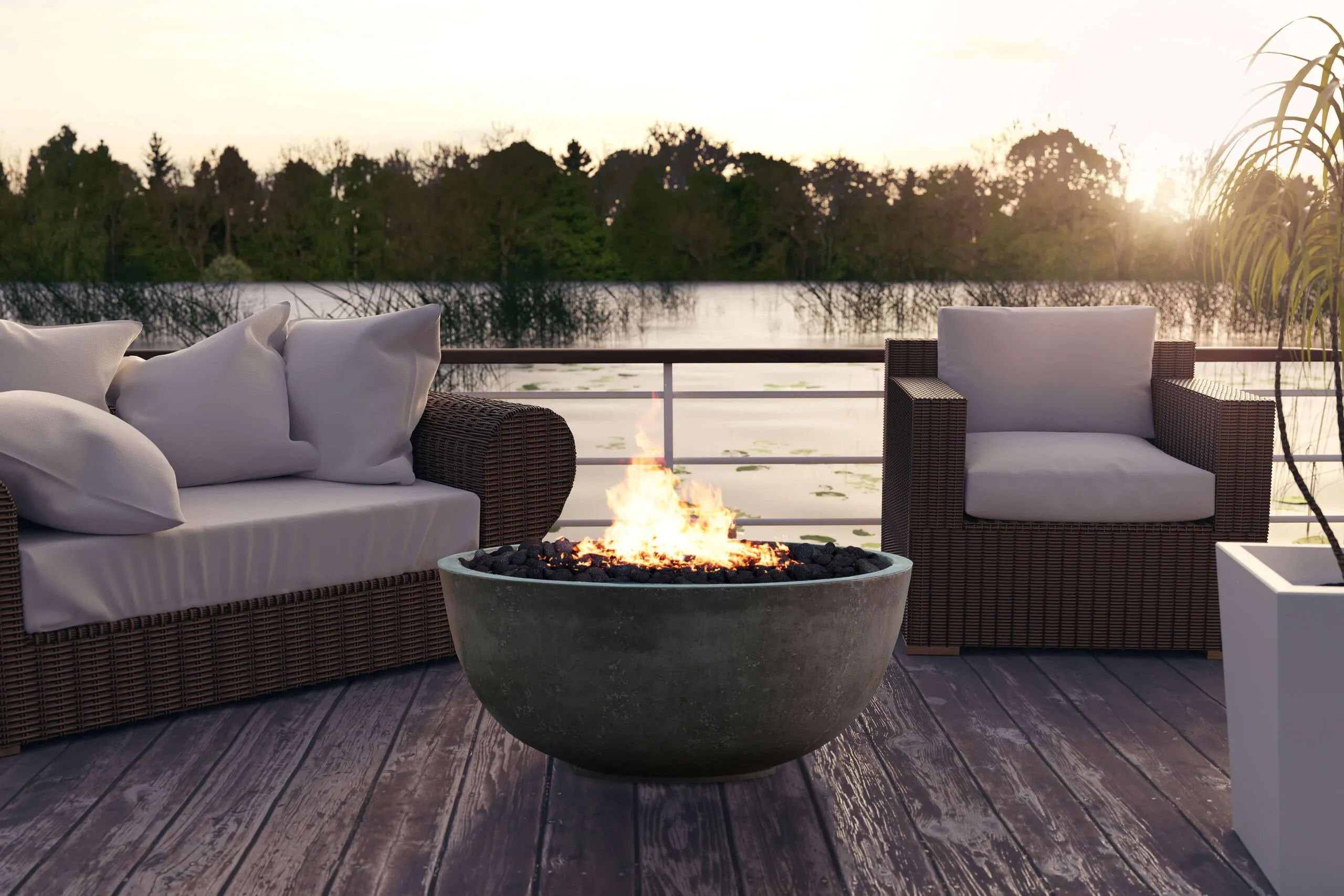 Xo Appliance XOFBWL39GR Fire Bowl 39 Natural Gas Fired Gfrc - Gray
